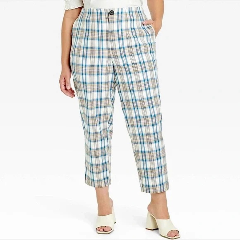 Ava & Viv Plaid High Waisted Pants